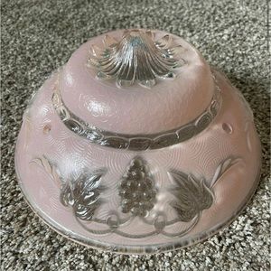 Vintage pink frosted glass 3 hole ceiling light shade
